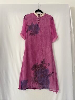 Elegant Pink Floral A-Line Dress